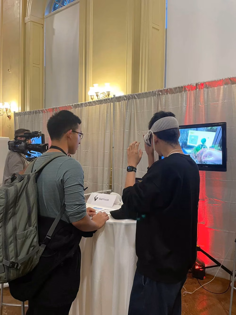 Visitors trying the Bola demo at the B-Lab showcase