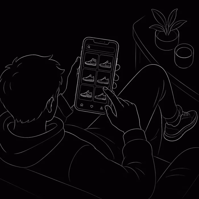 Browsing sneakers on a phone