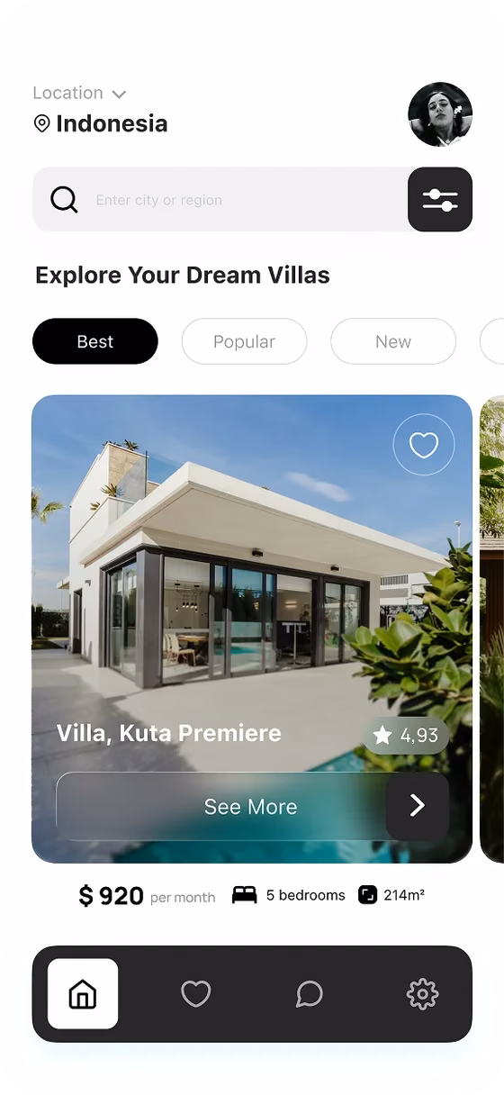 Travel app — explore villas