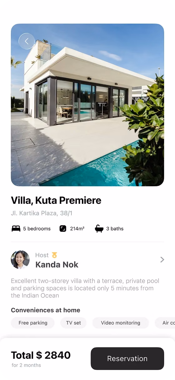 Travel app — villa detail