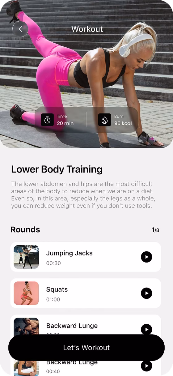 Fitness app — workout detail