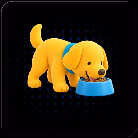 3D puppy eating