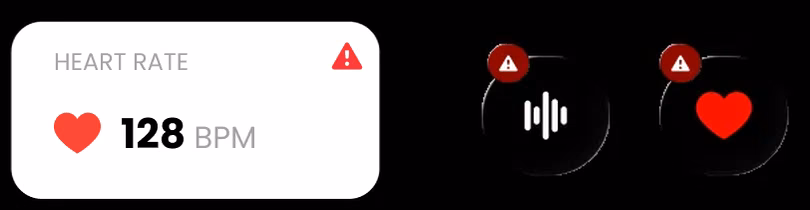 Heart-rate alert and icons