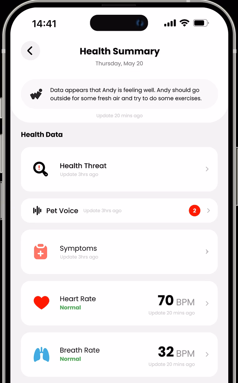 Health summary screen